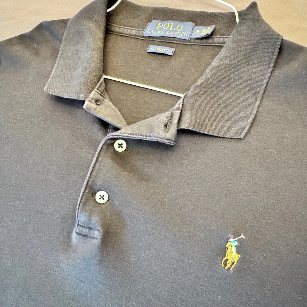 Polo Ralph Lauren Mens XL Polo Shirt Black 100% Cotton Classic Fit Pony Logo